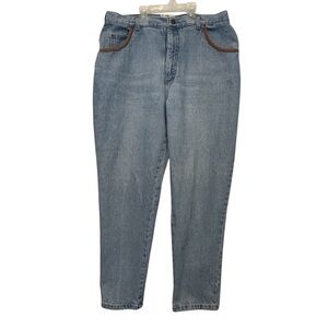 Vintage High Waist Light Wash Embellished Pockets Weatern Denim Jeans